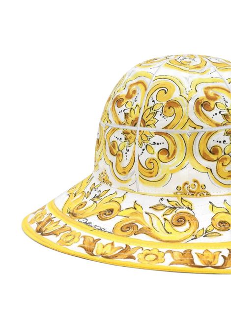 Cappello Da Pescatore Con Stampa Maiolica Gialla DOLCE & GABBANA KIDS | LB4H48-G7E1JH03TN